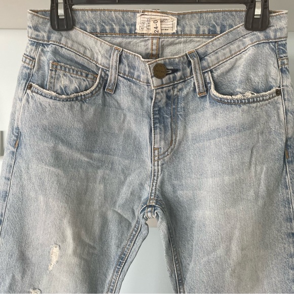 Current/Elliott The Cropped Straight Mid Rise Light Blue Jeans - Picture 4 of 14